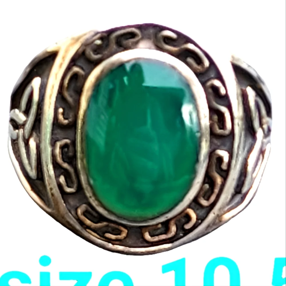 Sterling silver Celtic green at gate ring size 10.5 unisex ST PATTY'S Je… - Picture 3 of 7